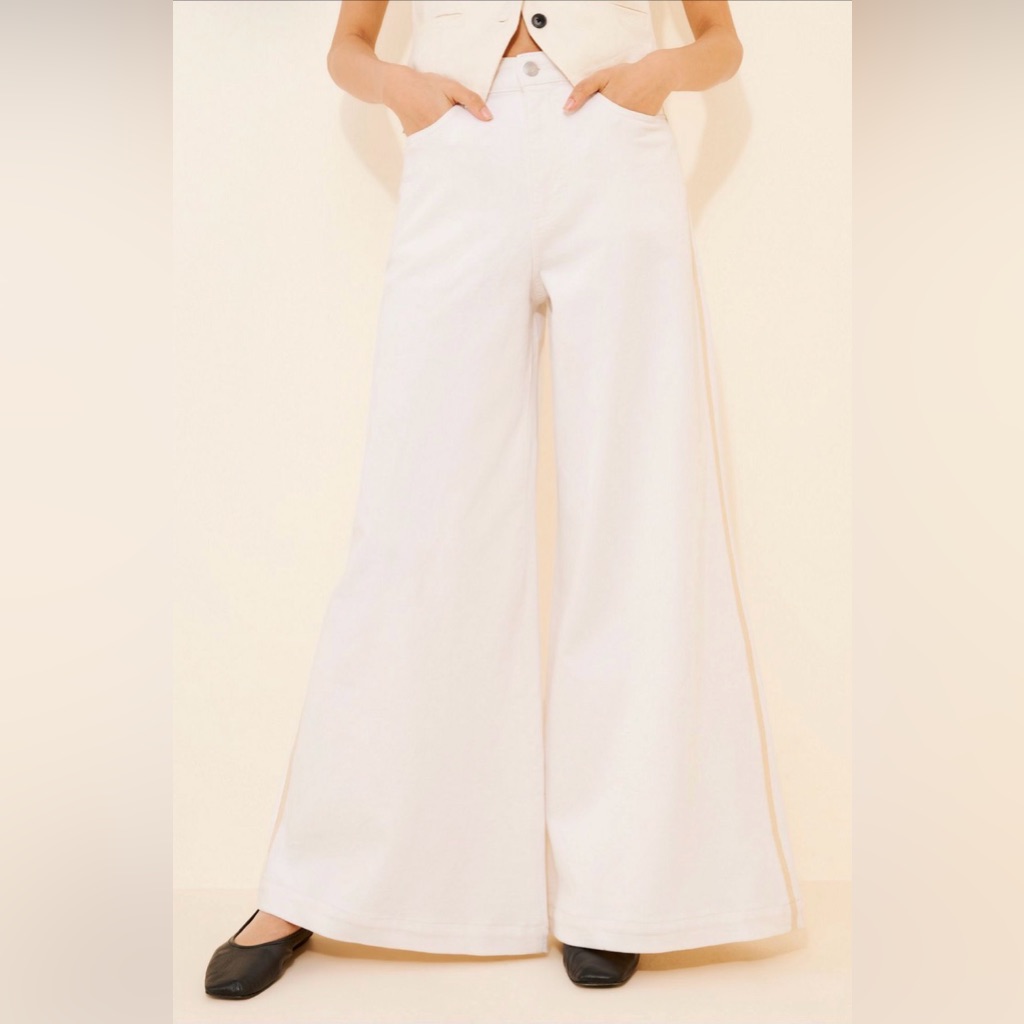 Dl1961 Lucila Ultra Wide Leg High Rise Jeans | White Ivory Premium Denim